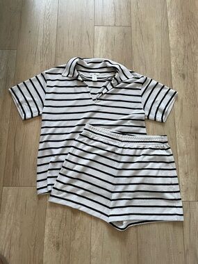 H&M White & Black Striped Short Sleeve Summer Set